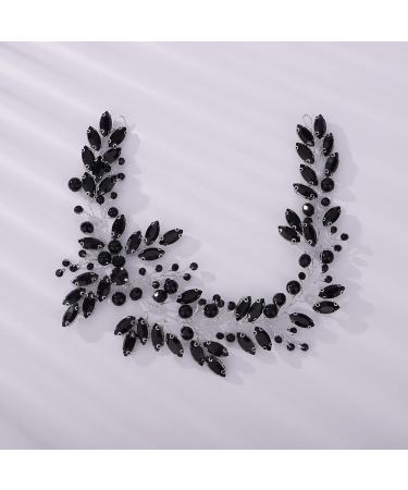 Teyglen Black Rhinestone Pearl Crystal Bridal Headband - Handmade Wedding Hair Vine for Women & Girls - Buy Online on GoSupps.com