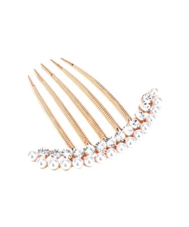 DOITOOL Gold Decor Headwear for Women Rhinestone Headpiece Crystal Decor Alloy Comb Wedding Decoration Bling Decor Pearl Side Comb Floral Decor Bridal Comb Barrette Headgear Hair Bride