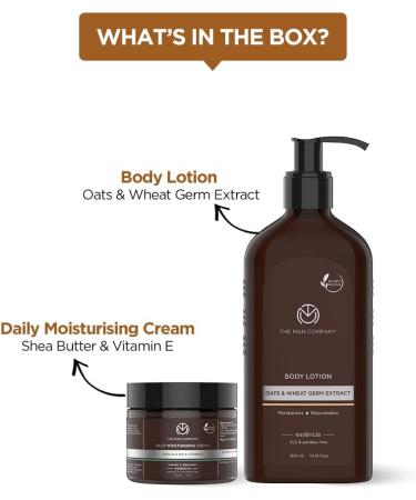 The Man Company Body Lotion - Oats & Wheat Germ Extract & Daily Moisturising Cream - Vitamin E & Shea Butter24 Hour Moisturisationmakes Skin Soft & Suppleabsorbs Quicklysls & Paraben-Free - Buy Online on GoSupps.com