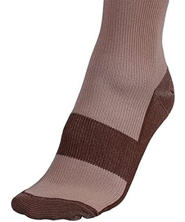 2 Pair Zip Compression Socks for Women - Closed Toe Wide Calf Knee Length - Easy On/Off 15-20 mmHg | Beige with Copper S/M - Buy Online on GoSupps.com