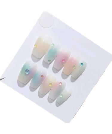 Handmade Long and Short Nail Patches for Artificial Nail Enhancement(Color:19513 Size:XS)
