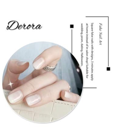 Salliy Square Press on Nails Short Acrylic False Nails Full Cover (White) - 24Pcs for Women and Girls - Buy Online on GoSupps.com