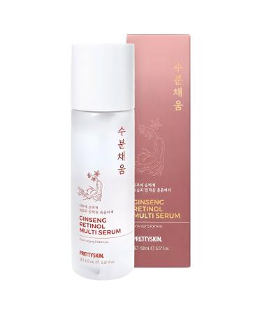 PRETTYSKIN Red Ginseng & Retinol Nourishing Facial Serum 4-in-1 Toner Emulsion Serum & Cream | Moisturizing Daily Korean Skincare for Dry & Sensitive Skin 5.07fl oz (Ginseng) Ginseng 5.07 Fl Oz (Pack of 1)