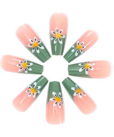 Coffin False Nails Long Fake Nails French Flowers Press on Nails Ballerina Acrylic Stick on Nails 24pcs for Women and Girls (Color : PINK Size : C) - Buy Online on GoSupps.com