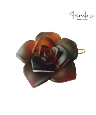 Parcelona French Flower Small Celluloid Acetate Barrettes Set of 2 - Fine Hair Women Hair Accessories - Made in France (Tortoise Shell/Black) - Buy Online on GoSupps.com
