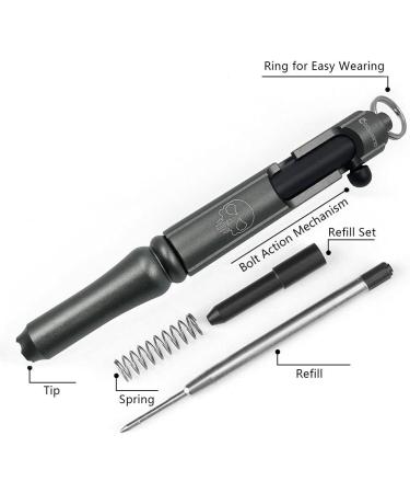 Cool Hand 4.9'' Bolt Action Pen | EDC Pocket Signature Pen | Black/Gray/Bronze Aluminum | Tactical Ballpoint Ink | Refillable | US Flag/Eagle/Skull Logo - Buy Online on GoSupps.com