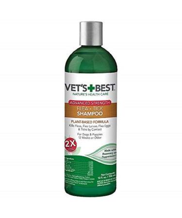 Vets Best Flea and Tick Advanced Strength Dog Shampoo | Flea Treatment for Dogs | Plant-Based Formula | 12 Ounces