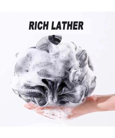 Voitead Shower Loofah Bath Sponge - 4 Pack Exfoliating Scrubber Pouf for Full Cleanse - Soft Nylon Mesh Puff - Beauty Bathing Accessories - Black and White - Buy Online on GoSupps.com