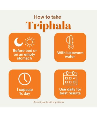 Triphala Capsules Immune Support & Digestive Health with Amla, Haritaki & Bibhitaki Gut Cleanse, Detox, Bloating Relief GMP Certified, Non-GMO, Vegan 30 Count - Buy Online on GoSupps.com