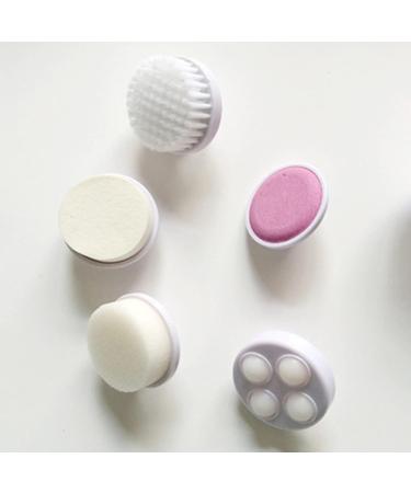 Smooth Skin 5 In 1 Facial Cleansing Brush Long Handle Bath Shower Brush With 5 Brush Heads Natural Easy Storage Daily Supplies Face Scrubber - Buy Online on GoSupps.com