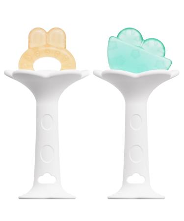 Teething Toys for Babies Freezable Baby Teether Soothes Babies' Sore Gums Silicone Teething Pacifier Chew Toy for Infant Smooth Handle with Hanging Hole Set of 2 - Dilovely Lollipop