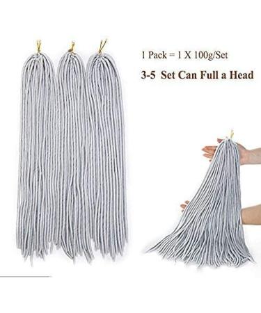 20" One Piece Crochet Faux Locs Braiding Hair Extension Synthetic Hair Braids Soft Heat Resistant For Women - Grey(Weight:100g) 20" Grey - Buy Online on GoSupps.com