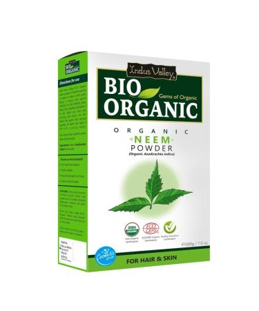 INDUS VALLEY Bio Organic Neem Powder For Hair Care | Organic Azadirachta indica 100% Natural & Chemical Free Cleanser For Healthy Hair - 200gm Natural Skin Care Masks & Herbal Blends