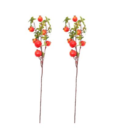 Zerodeko 2pcs Simulation Pomegranate Fruit Imitation Pomegranate Bouquet Light House Decorations for Home Pomegranate Decor Artificial Wedding Bouquet Tree Pomegranate Branch Vase Foam Red 82X5CM