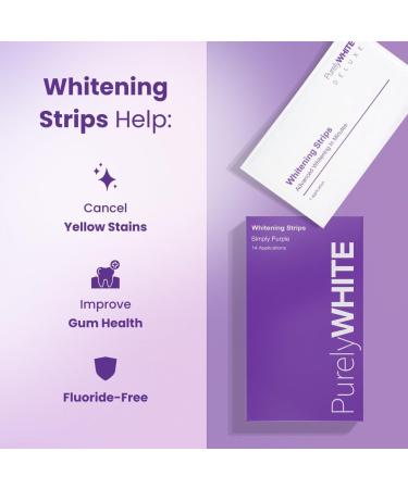 PurelyWHITE | Purple Whitening Strips | Teeth Whitener Peroxide-Free Enamel Safe Deep Stains Removal - Flouride-Free Teeth Whitening (28 Strips) - Buy Online on GoSupps.com