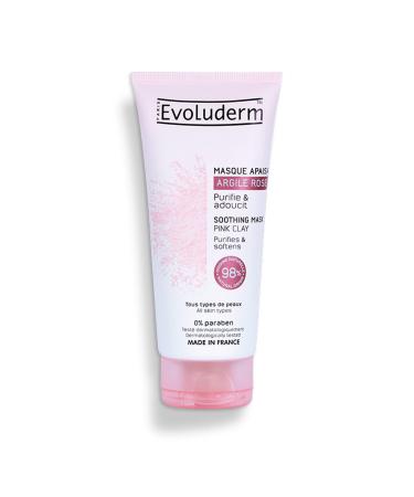 EVOLUDERM - Soothing Mask with Pink Clay - 100 ml - 98% Natural Origin - Vegan - Made in France