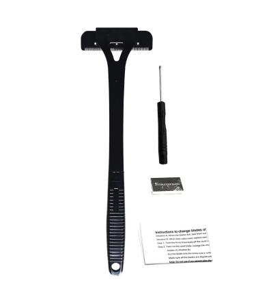 Fangz back hair for men back hair cutters with a long handle foldable body hair cutter back razor |Fast trimming hair removal tools extra long handle for back black