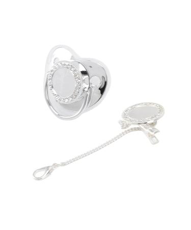 Ritoeasy Sports Infant Pacifier Set | Stylish DIY Photo Decoration | Bling Pacifier for Newborns | Silver M | International Shipping - Buy Online on GoSupps.com