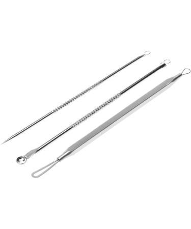 3Pcs Stainless Steel Blackhead Extractor Kit Acne and Pimple Removal Tools Set for Whitehead Blackhead Blemish and More - Professional and Personal Use (Silver) - Buy Online on GoSupps.com