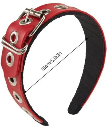 TQUXNGA PU Leather Headband Gothic Tiaras Leather Buckle Headband Rock Headband Punk Headband Steampunk PU Leather Headpiece Red - Buy Online on GoSupps.com