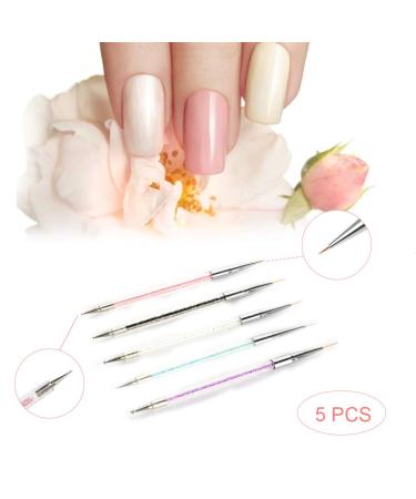 Nail art brush set nail art brushes 5 tools with double lace marble effect with glitter rhinestones nail art brushes painting miniature models oils and dotting