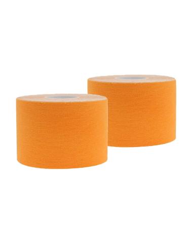 Sports Adhesive Tape Therapeutic Care Bandage Breathable 5CM*5M Kinesiology for Muscle Joints Physical Therapy Tape Elastic Knee Protector Intramuscular Effect Patch 2 Rolls orange