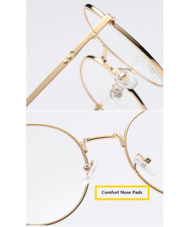 DAUCO Unisex Blue Light Filter Glasses - Retro Sixties Round Metal Computer Glasses for Men & Women | Stylish Eye Protection - Buy Online on GoSupps.com