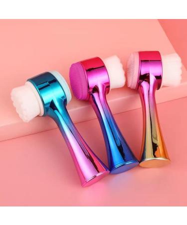 2 in 1 Double-Sided Facial Cleansing Brush for Deep Pore Exfoliation and Makeup Removal - Pink-Blue - Buy Online on GoSupps.com