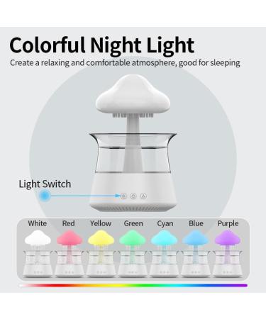 Rain Cloud Humidifier - Mushroom Drop Snuggling Cloud Desk Diffuser with Water Sounds and Cute Night Light (Wooden) - Buy Online on GoSupps.com