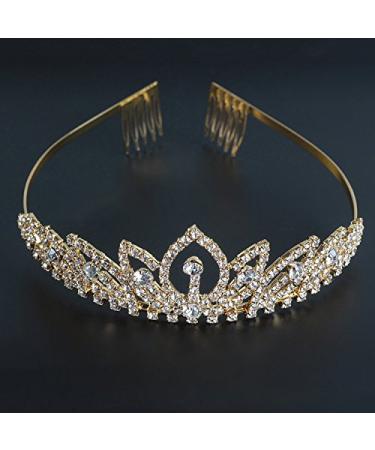 Shining Rhinestone Wedding Tiara with Comb - Bridal Crystal Headband for Prom & Pageants - Gold Princess Decoration - Perfect Gift for Valentine's Day - Buy Online on GoSupps.com