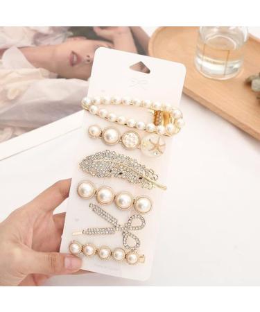 Hairpin 6-piece set Hairclip Pearl Hairpin Hair Arrangement Hair Accessories Antique Button Style Pink Hair Clip Hair Ornament Fashionable Everyday Us - Buy Online on GoSupps.com