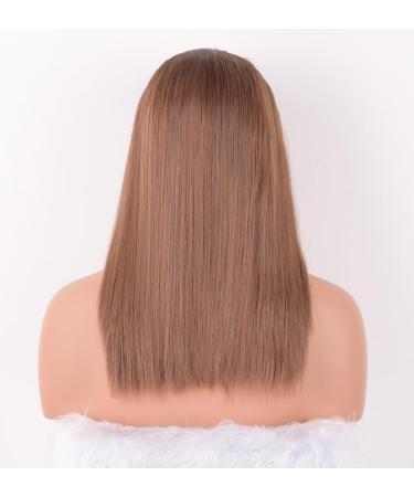 Vebonny Dark Rooted Shoulder-Length Brown Wigs for Women | Synthetic Lace Front Ombre-Brown Wig #807 | Adhesive-Free Soft & Comfortable Everyday Use - Buy Online on GoSupps.com