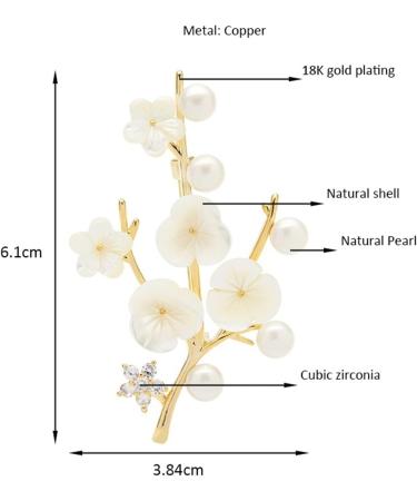 Pin Jewelry Gifts for Women Ladies Fashion Accessories Ladies Elegant Natural Shell Flower Brooch Brooch Plum Shape Party Banquet Brooch Brooches & Pins - Buy Online on GoSupps.com