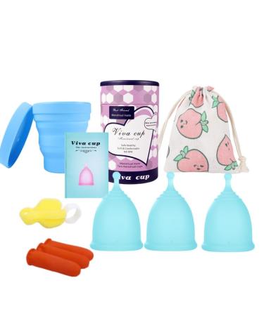 Florauspicious Reusable menstrual cup GET Florauspicious Menstruation cups for female care 3 pieces (large green) green/green/green 1 piece (3 pack)