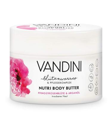 Vandini Nutri Body Butter Women with peony blossom & argan oil - body cream as body cream & face cream for dry skin - vegan moisturizer (1x 200 ml) 1 piece