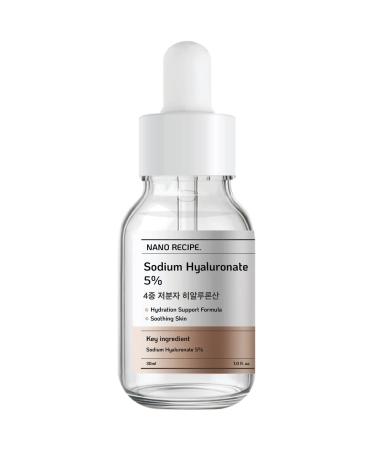Nano Recipe 4 Types of Hyaliuronic Acids (6,000 100,000 Da) Concentrate for Glowing, Plump Skin 4X Low Molecular Hyaluronic Acid Serum Multi-Layer Deep Hydration 30ml