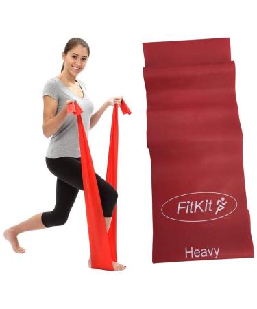 FitKit Resistance Exercise Band - 1.5M - 4 Resistance Options Pilates Yoga Rehab Stretching Strength Training Red