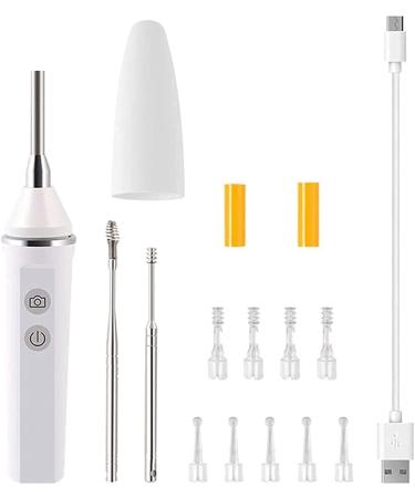 KouRy Ear Wax Removal Endoscope Earwax Remover Tool Ear Camera 1080P FHD Wireless Ear Otoscope with 6 LED Lights Ear Scope with Ear Wax Cleaner Tool (White)