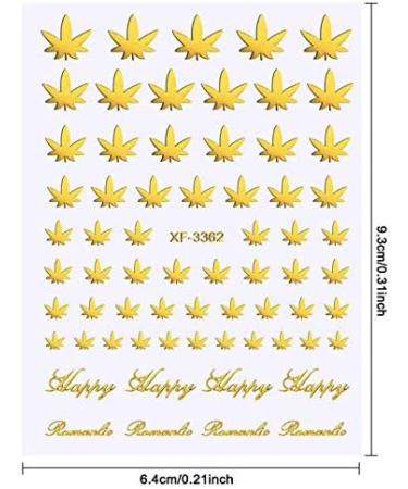 12 Sheets Pot Leaf Nail Art Stickers | Self-Adhesive 3D Maple Leaf Decals for Fall Nail Art | Glitters, Flakes & Colorful Weed Design - Buy Online on GoSupps.com