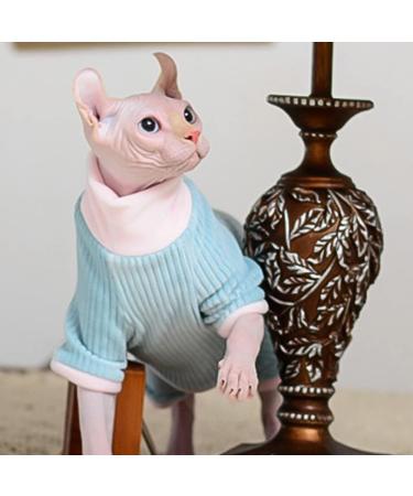 Rayminsino Hairless Cat Clothing - Elastic Four-Legged Loop Kitten Outfit in Medium Blue | Sphynx Apparel for Pets - Buy Online on GoSupps.com
