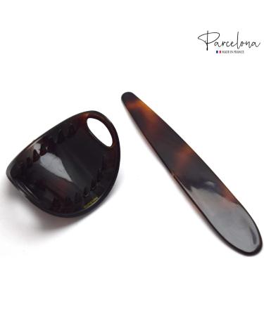Parcelona French Classic Brown Shell Hair Bun Holder Cover Barrette Clip - Buy Online on GoSupps.com