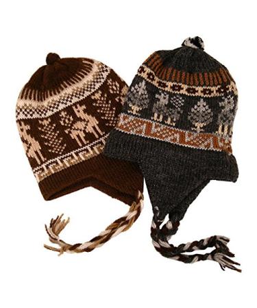 #2995Chullo Peru Ski Hat Alpaca Wool Winter Hand Knit Beanie Mountain Fair Trade