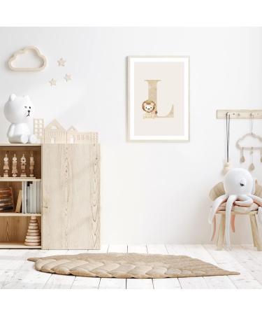Meinbaby123 Letter Poster A4 for Kids | Baby Room Decor | Unique Gift Ideas for Birth | Initial L (Sweet Lion) - Buy Online on GoSupps.com