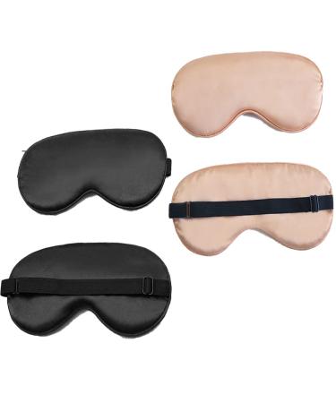 2 Packs Natural Silk Sleeping Mask Soft Eye Mask Adjustable Strap Blindfold Eyeshade Smooth Sleep Eye Mask Suitable for Sleeping