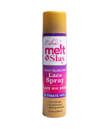 Esha MELT N SLAY Glueless Lace Spray - Ultimate Hold Sweat & Water Resistant Long-Lasting Secure Grip for Lace Wigs Invisible Matte Finish & Edge Protection (354ML) 12 Fl Oz (Pack of 1)