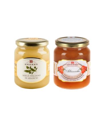 Brezzo Tasting kit orange honey 500g and organic fruit compote apricots 390g