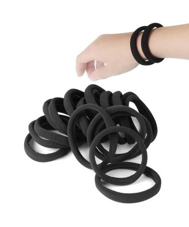 20 PCS Large Hair Ties for Thick Hair Black Hair Bands for Women Men and Girls No Damage Stretchy Ponytail Holders for Braids (5 cm in Diameter, 1 cm in Width) Black_1