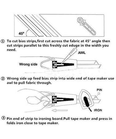 Yosoo Fabric Bias Tape Maker Awl Kit Set - Sewing Quilting Binding Tool Guide Strip - 6/12/18/25mm - 6pcs - Buy Online on GoSupps.com