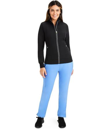 Healing Hands HH360 5067 Carly Zip Up Scrub Jacket - Large Black | Stylish Women's Scrub with 2 Pockets - Buy Online on GoSupps.com
