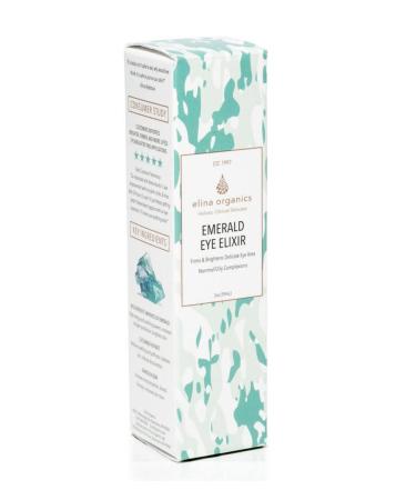 Elina Organics Emerald Eye Elixir 2oz: Organic Anti-Aging Eye Cream for Dark Circles & Wrinkles - Collagen Boosting Moisturizer with Gemstone Infusion - Buy Online on GoSupps.com